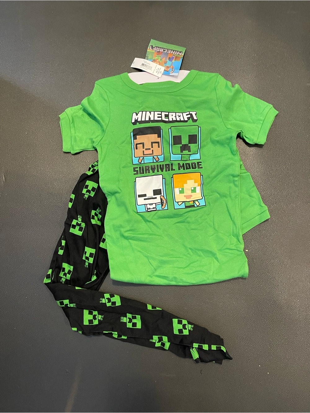 Minecraft Green 'Survival Mode' Short Sleeve Tee/pant bundle NWT sz XL 14yr